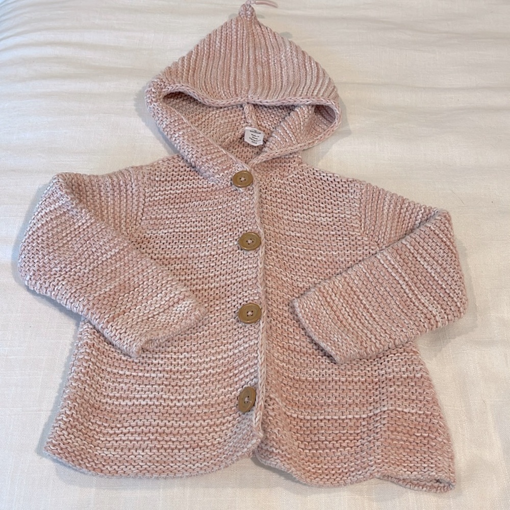 Nordstrom baby knit hooded, button down sweater 18m